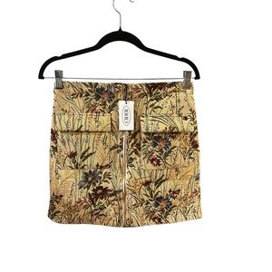 NWT Cider Floral Mini Skirt bohemian preppy special occasion cinch waist small